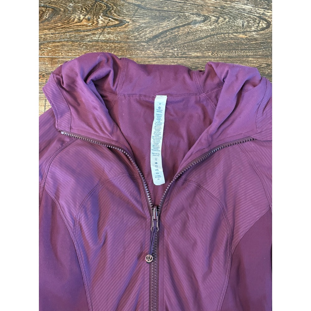 Lululemon In Flux Jacket Women Plum Purple Hooded Thumbholes Zip Up - Picture 10 of 13